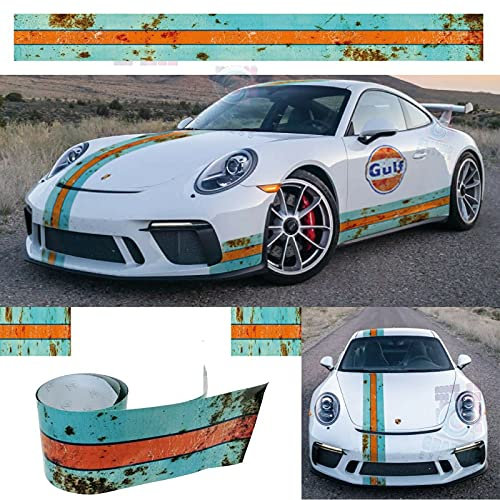 Graphic Express Gulf Oil Aufkleber für Unterkassette, Racing Le Mans Herbie 53 Cox Rost Shabby (22 x 200 cm Polymer)