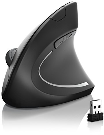CSL - Souris sans Fil Optique Verticale, Bluetooth + 2,4 Ghz Wireless Mouse, 2400 dpi, 5 Boutons, Ergonomique reposante pour Le Bras, Soulagement du Tennis Elbow, épicondylite, Plug and Play