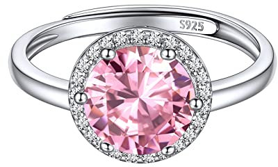 ChicSilver Silber verstellbarer Fingerring für Damen Mädchen Trendiger Ring mit Rund Turmalin Gebursstein Hochzeitsring Verlorbungsring Ehering