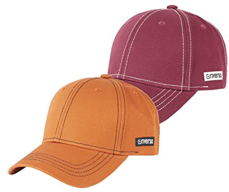 riverso Herren Cap RIVNoel 2er Pack Baseballcap Snapback Kappe Sport Verstellbare Outdoor Mütze Basic Einfarbig 100% Baumwolle Einheitsgröße Braun Rot, Größe:One Size, Farbe:Farbmix 8