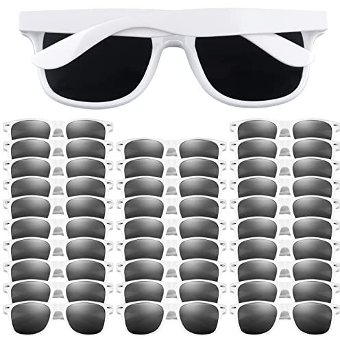 FEPITO 30 piezas de gafas de sol de fiesta para niños para niños, suministros de fiesta de cumpleaños, bolsas de regalo para juguetes de playa, piscina, fiesta, color blanco