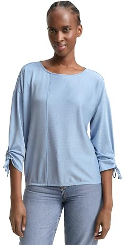 TOM TAILOR Denim Damen Loose Fit Longsleeve mit Streifen & Raffarm