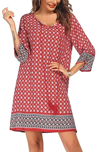 Beyove Robe de Femme Floral à Col en V - Robe Longue Cache-cœur élégante pour Plage et été