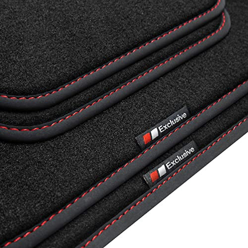 tuning-art BEP209 Fußmatten passend für Peugeot 508 2010-2018, Naht:Rot. Deluxe Velours