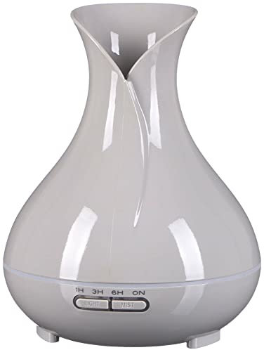 SIXTOL Vulcan Aroma Diffusor hellgrau Holz 350ml | Ultraschall-Luftbefeuchter | Zur Luftbefeuchtung und Durchduftung von Zuhause, Schlafzimmer, Büro | Aromatherapie | Für ätherische Öle