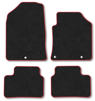 Hyundai i30 (2017+) Carpet Car Mats | Red Edge Trim Tailored Fit Floor Mats Full Coverage Protection Accessories Easy Clean Anti Slip Made in the UK