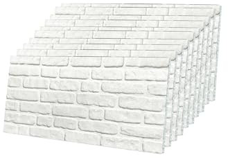 IZODEKOR Wall Panelling, Stone Look, Polystyrene 3D Wall Panels, Facing Stone Look for Kitchen, Bathroom, Balcony, Bedroom, Living Room, Kitchen Back Wall and Patio, Snow White (10 x Panels)