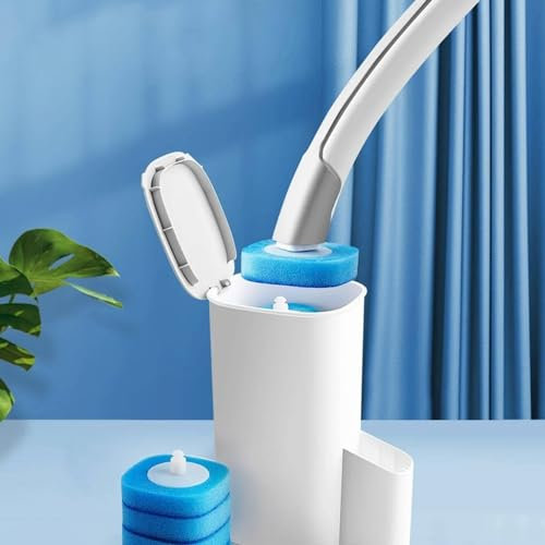 Complete Toilet Brush Kit with Disposable Heads - Effortless Cleaning - Hygienic & Convenient - Includes Storage Caddy - Versatile Bathroom Cleaner Tool