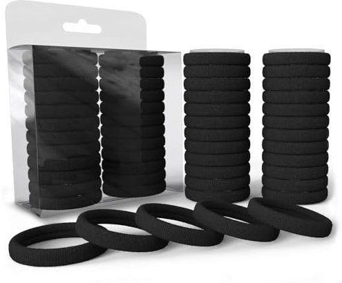 Levani® 50er Haargummi Set - Hochwertige Haargummis aus Baumwolle - Zopfgummi für Männer und Frauen - Haar Gummibänder - 50 Stück (Schwarz Ø 5 cm)
