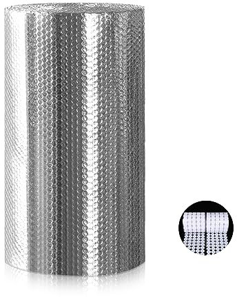 fowong Foil Insulation Roll , 0.6m (W) x 12m (L) x 6mm (T) Double Side Aluminium Foil Radiator Reflector Panels for Floor, Ceiling, Roof, Wall Insulation - Roll Heat & Vapour Barrier Saves Energy