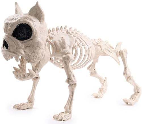JOYIN 40,6 cm bewegliches Welpenskelett, Halloween-Dekorationen, realistische Kunststoff-Hunde-Tierknochen mit beweglichen Gelenken, für Halloween, Innen- und Außenbereich, gruselige Szene