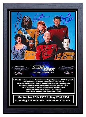 Star Trek The Next Generation Cast Signiert (A4, gerahmt, 34 x 24 cm)