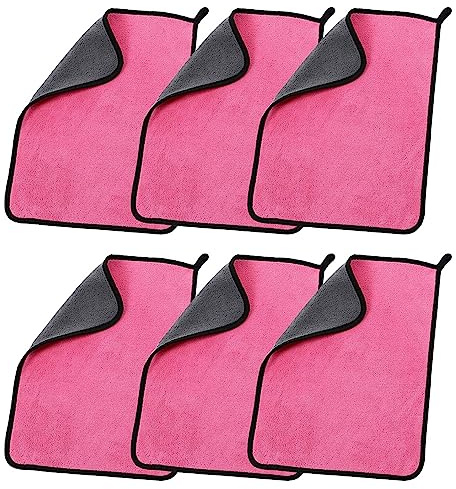 MOCNT Chiffons Microfibre de Nettoyage Voiture 500GSM Serviette Microfibre | 6 Pièces Séchage Rapide Serviettes pour Polissage Fartage Detailing Auto Absorption Doux 30x30cm Rose
