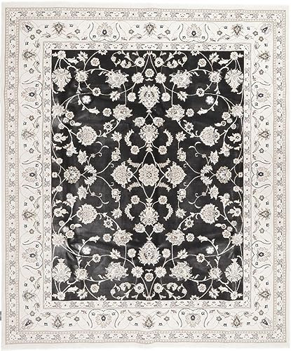 Oskui Carpets NAIN Klassischer Orientteppich - Feines Design für Wohnzimmer, Esszimmer und Schlafzimmer -Schwarz/Durchgemustert - Oeko-Tex Standard 100, Strapazierfähig (250 x 200 cm, Rechteckig)