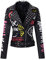 Giolshon Femmes Similicuir Veste Clous Rivets Floral Moto Court Revers Blousons 0480 Noir L