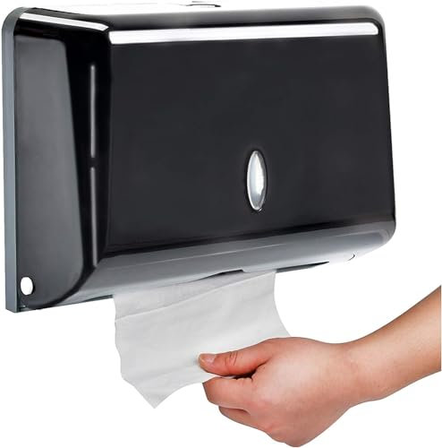 Dispenser di Asciugamani di Carta Commerciale per Bagno e Cucina - Piegata a C/Moltiplicata (Nero)