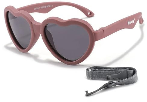 Maesy Baby Sonnenbrille für 0-2 Jahre - UV400 Polarisierter Schutz - Flexibler und Biegsamer Rahmen - Verstellbares Gummiband - Sichere und Bequeme Babysonnenbrillen - Herz - Maes