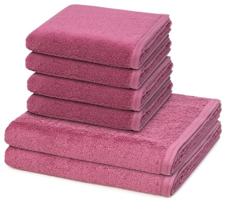 Vossen - 6 teiliges Frottier-Set - Vegan Life (4 X Handtuch 2 X Duschtuch im Set) - 580 g/m2 - Baumwolle - Frottee - saugstark - weich und flauschig - BlackBerry