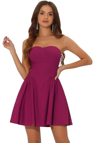 Allegra K Robe bustier pour femme avec fermeture éclair apparente, violet/rouge, L