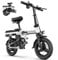 ENGWE MTB Electric Folding Bike for Adults and Teenagers, 14 Inch Fat Tire Mini Ebike, Urban City Commuter, Removable Battery 48 V 10AH, 4 Shock Absorbers, Riding Comfort