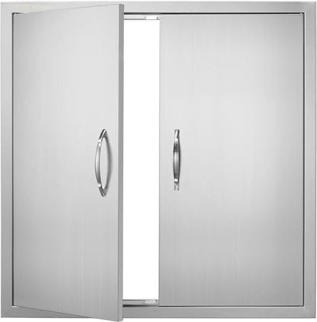 VEVOR Doppia Porta per Cucina Esterna, Porta di Accesso BBQ, Porta da Incasso in Acciaio Inox, Porta Verticale a Parete con Maniglie, per Isola BBQ Stazione per Grigliate, Mobile Esterno 790x790 mm