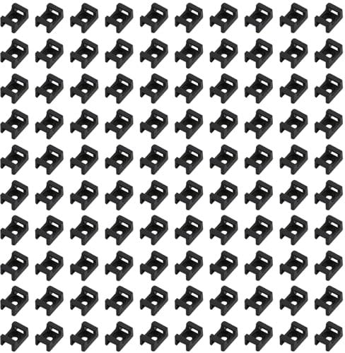 100 Pcs Cable Tie Mounts, Zip Ties with 5 mm(M5) Screw Hole, Wire Holder for Cable Management Ties, Multi-Purpose Tie Wire Clips, Permanently Anchor To Wall, Desk or Baseboard (Black)
