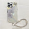 Bakicey Hülle für iPhone 14,Blumen Schmetterlinge Durchsichtig Design Glitzer Kristall Handyhülle mit Süßes Perlenkette Mädchen Kratzfest Stoßfest Case Cover für iPhone 14,Lila