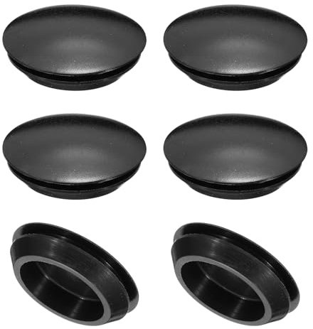 PATIKIL 6 Stück 35mm Durchmesser Silikon Abdeckkappen für Bohrlöcher, in Riegelform Möbel-Lochverschluss-Knopf-Schutzabdeckungskopf Passend für 2,5-35mm Loch zum Abdichten, Schwarz.