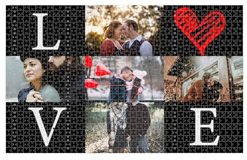 Personalised Puzzle,Personalised Jigsaw Puzzles 1000 Piece,Custom Wooden Jigsaw Puzzle for Adults Kids,Puzzle Gifts for Family,Friend,Wedding,Birthday (5 picture, 1000pcs)