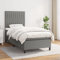 Willood Boxspringbett mit Matratze Dunkelgrau 80x200 cm Stoff Vertikale Streifen Hohes Kopfteil