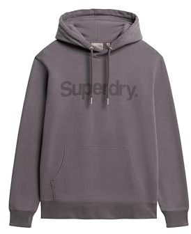 Superdry Herren Core Logo City Hoodie mit lockerer Passform Dunkles Felsgrau S