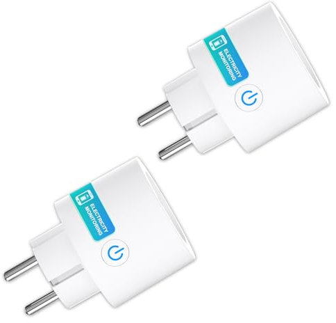 Prise Connectée WiFi 16A ANTELA, Mesure de Consommation Électrique, compatible avec Alexa/Google Home, Horaires et Minuterie, 2PCs
