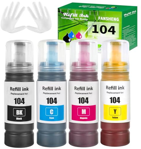 FANSHENG Ink Compatible with ink refill bottles for ET-2861 ET-2860 ET-1810 ET-4800 ET-2810 ET-2811 ET-2812 ET-2814 ET-2815 ET-2830 ET-2711 ET-4700 ET-2726 (4 Pack BK/C/M/Y)