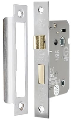 Fire Rated Bathroom Door Locks CE BS Rated 3 Lever 63mm or 75mm (Satin Chrome, 63mm)