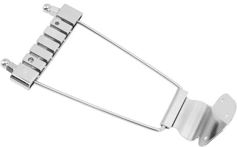 6-saitige Jazzgitarre, Trapezbrücke, Verstellbar, Verchromt, für Akustikgitarre, Offener Rahmen, Sattel, Gitarren-Saitenhalter, Ersatz (SILVER)