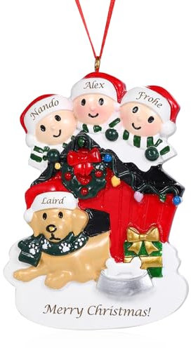 Personalisierte Weihnachtsbaum Anhänger mit Namen Weihnachtsanhänger aus Harzig Familie Christbaumschmuck mit Namen Geschenke für die Familie (# 1, 4 Namen)