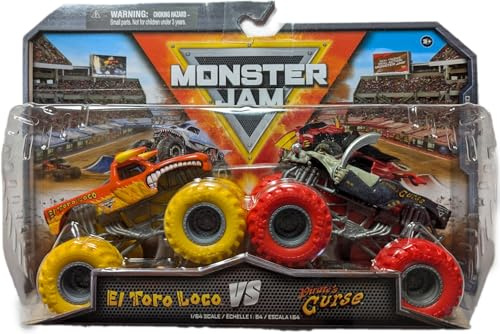 Monster Jam 2024 Series 30 1:64 Monster Truck Diecast 2 Units, El Toro Loco vs Captain's Curse
