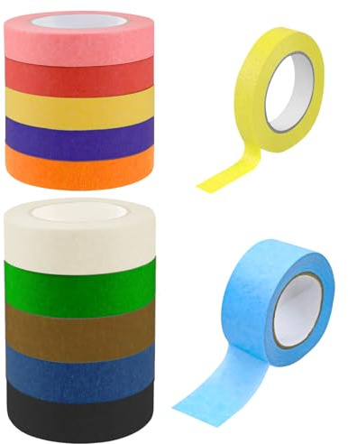TOPBELIEF 12 Farbe Klebeband 15MM 25MM, Kreppband Malerkrepp Bunt,13M Lackierklepeband Malertape, Painters Tape Dekrativer für Kunst, Wandbilder,Handwerk und Beschriftung