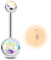 ESHIONER G23 Titan Bauchnabelpiercing Silber Bauchpiercing 14G 12MM Stablänge Belly Piercing Kurzer Stab Langer Stab Bunt Kugeln Bauchnabel Piercing Schmuck damen