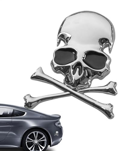 Skull Stickers for Car, 3d Gothic Auto Skeleton Decals, 2.87x2.4in Decorative Tail Car Stickers, Unique Automotive Decoration for Sedan, Suv, Truck, Custom Vehicle Styling