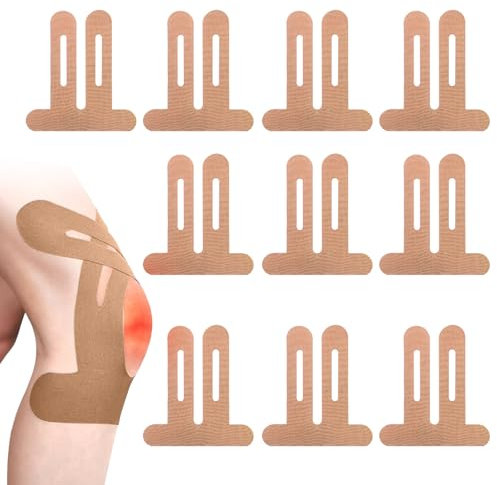 LUMOOM 10 Stück Precut Kinesiotapes Knie, Elastisches Physio Tape für Knieschmerzen, Wasserfestes & Kinesiotapes Vorgeschnitten, Vorgeschnittenes Kinesiologie Tape für Sport (Hautfarbe)