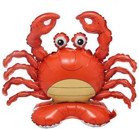 Fesnova Süße Krabbe Luftballon,Krebs Meerestier Tier-Ballon rot Folien-Ballon,Meerestiere Luftballons Stehend,Baby Krabbe,für Unterwasserwelt Kindergeburtstag,Kindergeburtstag Deko