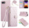 Rosbtib Étui pour iPhone SE (2022/2020) / iPhone 8/7 4.7, Coque pour téléphone Portable en Cuir PU avec Broderie en Losange, iPhone SE/8/7 Étui à Rabat avec dragonne et bandoulière, Rose
