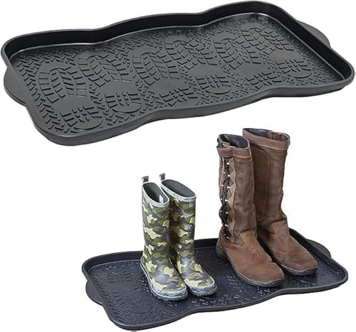 JYZ Rubber Boot Tray Indoors, Small Boot and Shoe Tray for Muddy Wellies, Plants, Car, Pets & Entryway, Heavy Duty Plastic Floor Protector