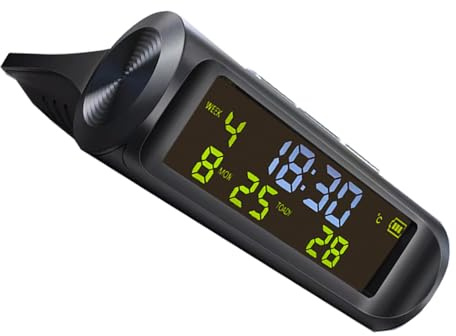 AKOOSY Solarbetriebene Auto Uhr mit Thermometer für Armaturenbrett Digitales Multifunktionales Kfz Thermometer mit Datum und Echtzeit temperaturanzeige Kompakt und Stilvoll für Pkw und