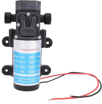 Jectse Pompe à Membrane électrique Auto-amorçante pour Camping-car, Tête 60 W 80 M, Pompe Auto-amorçante G1/2 Entrée et Sortie, avec Fonction de Fonctionnement à Sec, pour Lavage de