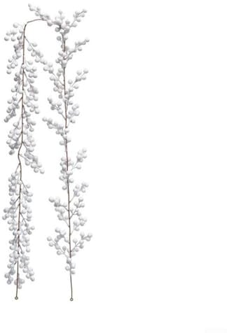 Künstliche rote Beeren-Girlande, 1,8 m, für Weihnachtsfeier, Wanddekoration, hängende Rebe, mit roten Beeren, künstlichem Beerenlaub, für Weihnachtsbaum und Heimdekoration (weiß)
