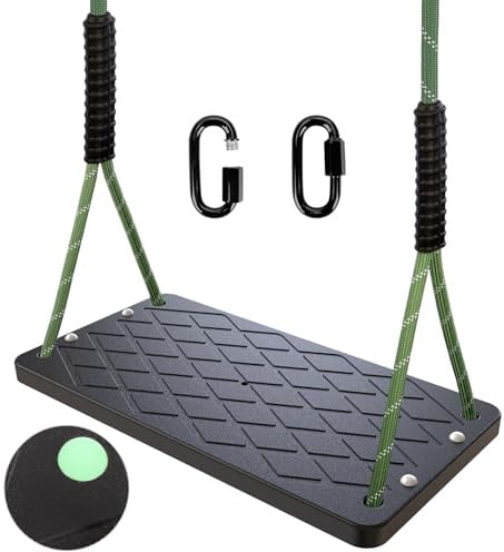 Dakzhou Altalena da giardino, sedile per altalena antiscivolo per bambini con corda regolabile da 1,2 a 1,8 m e 2 moschettoni, 270 kg, per esterni, per bambini e adulti, accessorio per altalena da