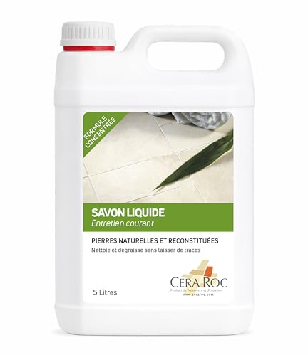 Savon Liquide Pierres Naturelles & Reconstituées – Nettoyant Décrassant Sans Traces – Entretien Courant Travertin, Marbre, Ardoise, Carreau Ciment, Terrasse, Margelle – Intérieur/Extérieur