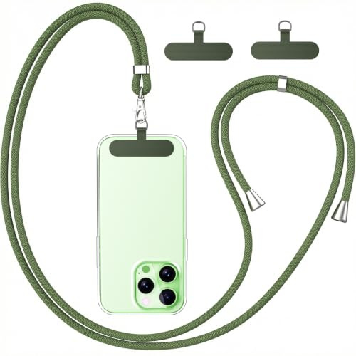 caslord Handyband Universal mit 2 Stück Universelles Patch | 160cm | Handy Lanyard mit Hülle kombinierbar | Einstellbar und Abnehmbar | für Sport Reisen und Babypflege